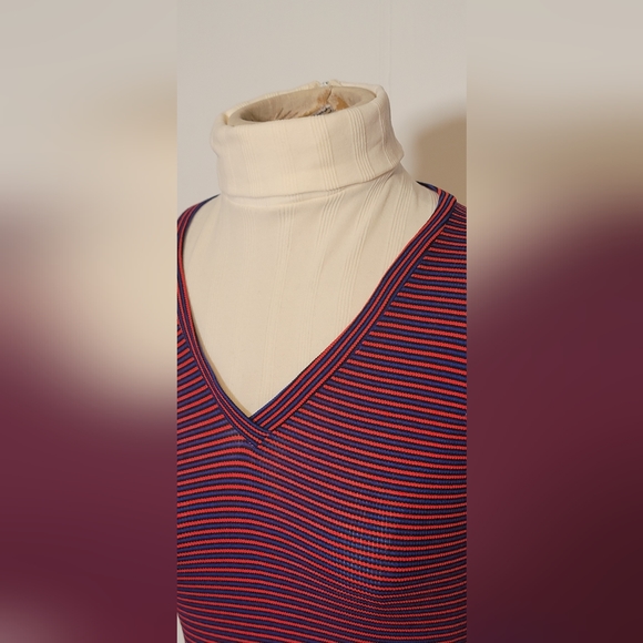 Red, blue and white stripped vintage bodysuit. Has room to stretch. - Picture 3 of 8